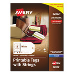 Avery Printable Rectangular Tags with Strings, 2 x 3.5, Matte White, 96/Pack (AVE22802) View Product Image