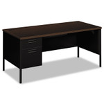 HON Metro Classic Series Left Pedestal "L" Workstation Desk, 66" x 30" x 29.5", Mocha/Black