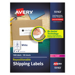 Avery Repositionable Shipping Labels w/Sure Feed, Inkjet/Laser, 2 x 4, White, 1000/Box (AVE55163) View Product Image