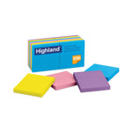 Highland Self-Stick Notes, 3" x 3", Assorted Bright Colors, 100 Sheets/Pad, 12 Pads/Pack (MMM6549B) View Product Image