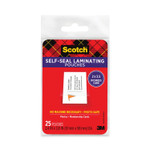 Scotch Self-Sealing Laminating Pouches, 9.5 mil, 3.88" x 2.44", Gloss Clear, 25/Pack (MMMLS851G) View Product Image