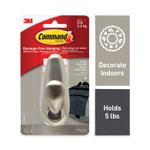 Command Adhesive Mount Metal Hook, Large, Brushed Nickel Finish, 5 lb Capacity, 1 Hook and 2 Strips/Pack Product Image 