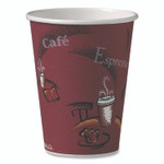 SOLO Paper Hot Drink Cups in Bistro Design, 12 oz, Maroon, 300/Carton