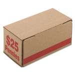 Iconex Corrugated Cardboard Coin Storage with Denomination Printed On Side, 8.5 x 4.38 x 3.63, Red