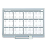 MasterVision Magnetic Dry Erase Calendar Board, 12-Month Planning/Scheduling, 36" x 24", White Surface, Satin Aluminum Frame