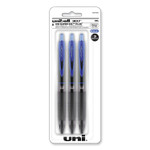 uniball 307 Gel Pen, Retractable, Medium 0.7 mm, Blue Ink, Blue Barrel, 3/Pack