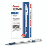Pentel R.S.V.P. Ballpoint Pen, Stick, Medium 1 mm, Blue Ink, Clear/Blue Barrel, Dozen