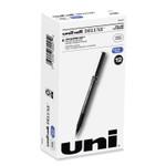 uniball Deluxe Rollerball Pen, Stick, Extra-Fine 0.5 mm, Blue Ink, Metallic Gray/Black/Blue Barrel, Dozen