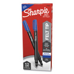 Sharpie Water-Resistant Ink Porous Point Pen, Stick, Fine 0.4 mm, Blue Ink, Black/Blue Barrel, Dozen (SAN1742664) View Product Image
