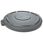 Rubbermaid Commercial BRUTE Self-Draining Flat Top Lids for 55 gal Round BRUTE Containers, 26.75" Diameter, Gray