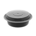Pactiv Evergreen Newspring VERSAtainer Microwavable Containers, 16 oz, 6" Diameter, Black/Clear, Plastic, 150/Carton