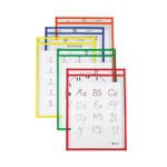 C-Line Reusable Dry Erase Pockets, 9 x 12, Assorted Primary Colors, 25/Box