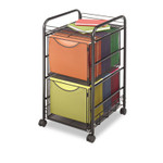 Safco Onyx Mesh Mobile Double File, Metal, 1 Shelf, 2 Drawers, 15.75" x 17" x 27", Black (SAF5212BL) View Product Image