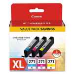 Canon 0337C005 (CLI-271XL) High-Yield Ink, Cyan/Magenta/Yellow View Product Image