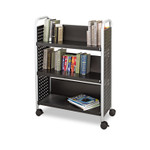Safco Scoot Single-Sided Book Cart, Metal, 3 Shelves, 33" x 14.25" x 44.25", Black (SAF5336BL) View Product Image
