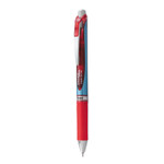 Pentel EnerGel RTX Gel Pen, Retractable, Fine 0.5 mm Needle Tip, Red Ink, Silver/Red Barrel (PENBLN75B) View Product Image
