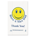 Barnes Paper Company Smiley Face Shopping Bags, 12.5 microns, 11.5" x 21", White, 900/Carton (BPCT16SMILEY) View Product Image