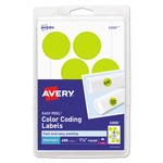 Avery Printable Self-Adhesive Removable Color-Coding Labels, 1.25" dia, Neon Yellow, 8/Sheet, 50 Sheets/Pack, (5499) View Product Image