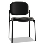 HON VL606 Stacking Guest Chair without Arms, Bonded Leather Upholstery, 21.25" x 21" x 32.75", Black Seat, Black Back, Black Base