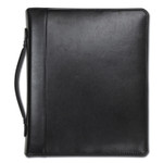 Samsill Leather Multi-Ring Zippered Portfolio, Two-Part, 1" Cap, 11 x 13 1/2, Black