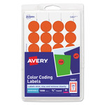 Avery Printable Self-Adhesive Removable Color-Coding Labels, 0.75" dia, Neon Red, 24/Sheet, 42 Sheets/Pack, (5467) View Product Image
