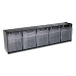 deflecto Tilt Bin Interlocking Multi-Bin Storage Organizer, 5 Sections, 23.63" x 5.25" x 6.5", Black/Clear (DEF20504OP) View Product Image