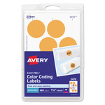 Avery Printable Self-Adhesive Removable Color-Coding Labels, 1.25" dia, Neon Orange, 8/Sheet, 50 Sheets/Pack, (5476) View Product Image