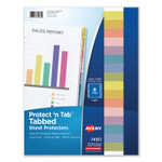 Avery Protect 'n Tab Top-Load Clear Sheet Protectors w/Eight Tabs, Letter (AVE74161) View Product Image