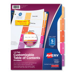 Avery Customizable TOC Ready Index Multicolor Tab Dividers, 5-Tab, 1 to 5, 11 x 8.5, White, Traditional Color Tabs, 1 Set (AVE11131) View Product Image