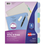 Avery Write and Erase Big Tab Durable Plastic Dividers, 3-Hole Punched, 8-Tab, 11 x 8.5, Assorted, 1 Set View Product Image