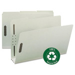 Smead Recycled Pressboard Fastener Folders, 3" Expansion, 2 Fasteners, Legal Size, Gray-Green Exterior, 25/Box (SMD20005) View Product Image