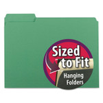 Smead Interior File Folders, 1/3-Cut Tabs: Assorted, Letter Size, 0.75" Expansion, Green, 100/Box