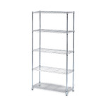 Alera Residential Wire Shelving, Five-Shelf, 36w x 14d x 72h, Silver