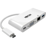 Tripp Lite USB-C Multiport Adapter, VGA, USB-A Port, Gbe and PD Charging, White Product Image 