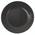 WNA Classicware Plastic Plates, 6" dia, Black, 10/Pack, 18 Packs/Carton