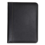 Samsill Contrast Stitch Leather Padfolio, 8 1/2 x 11, Leather, Black