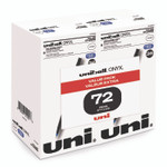 uniball ONYX Rollerball Pen, Stick, Fine 0.7 mm, Blue Ink, Black/Blue Barrel, 72/Pack