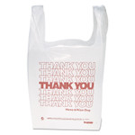 Inteplast Group "Thank You" Handled T-Shirt Bag, Have a Nice Day Labeling, Cut-Out Handles, 11.5" x 6.5" x 21", White/Red, 900/Carton View Product Image