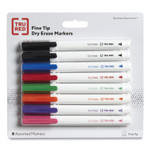 TRU RED Dry Erase Marker, Pen-Style, Fine Bullet Tip, Seven Assorted Colors, 8/Pack