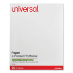 Universal Two-Pocket Portfolio, Embossed Leather Grain Paper, 11 x 8.5, White, 25/Box (UNV56604) View Product Image