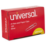 Universal Paper Clips, #1, Nonskid, Silver, 100 Clips/Box, 10 Boxes/Pack UNV72230 (UNV72230) View Product Image