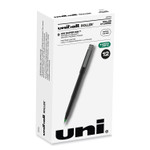 uniball Roller Ball Pen, Stick, Extra-Fine 0.5 mm, Green Ink, Black/Green Barrel, Dozen (UBC60154) View Product Image