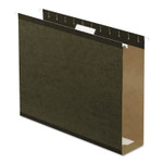 Pendaflex Extra Capacity Reinforced Hanging File Folders with Box Bottom, 3" Capacity, Letter Size, 1/5-Cut Tabs, Green, 25/Box