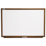 AbilityOne 7110016305156 SKILCRAFT Quartet Melamine Dry Erase White Board, 48 x 36, White Surface, Light Brown Oak Frame (NSN6305156) View Product Image