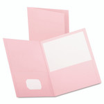 Oxford Twin-Pocket Folder, Embossed Leather Grain Paper, 0.5" Capacity, 11 x 8.5, Pink, 25/Box