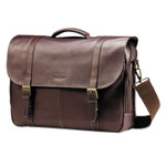 Samsonite Leather Flapover Case, Fits Devices Up to 15.6", Leather, 16 x 6 x 13, Brown (SML457981139) View Product Image
