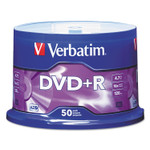 Verbatim DVD+R Recordable Disc, 4.7 GB, 16x, Spindle, Matte Silver, 50/Pack View Product Image