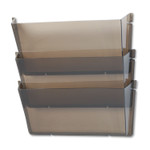 deflecto Unbreakable DocuPocket Wall File, 3 Sections, Letter Size, 14.5" x 3" x 6.5", Smoke, 3/Pack