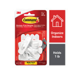 Command General Purpose Hooks, Small, Plastic, White, 1 lb Capacity, 6 Hooks and 12 Strips/Pack