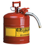 Justrite Type Ii Accuflow Safety Cans, Flammables, 2.5 Gal, Red, Flame Arrestor, 1" Hose (400-7225130) View Product Image